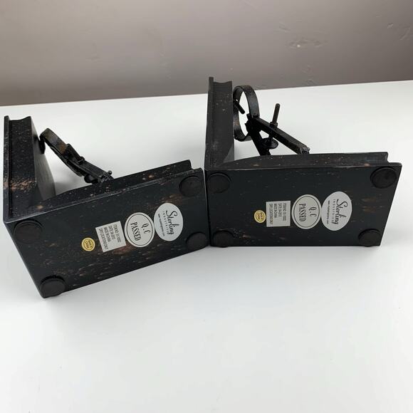 Sterling Architect Compass Bookends Rusted Black Finish Set of Two - Picture 8 of 9